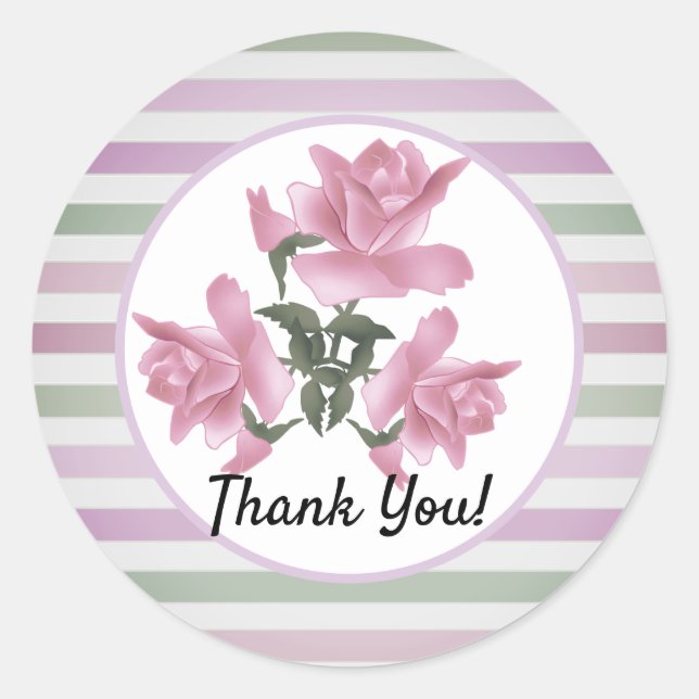 Striped delicate pattern classic round sticker pap (Front)