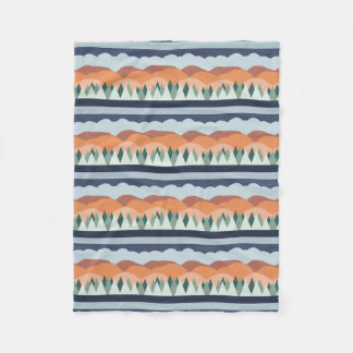 Striped Desert Mountain Lamdscape Neutral Pattern Fleece Blanket