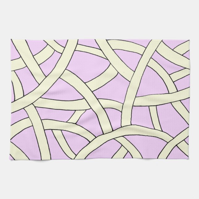 Striped design Pink Cream Kitchen Towel (Horizontal)