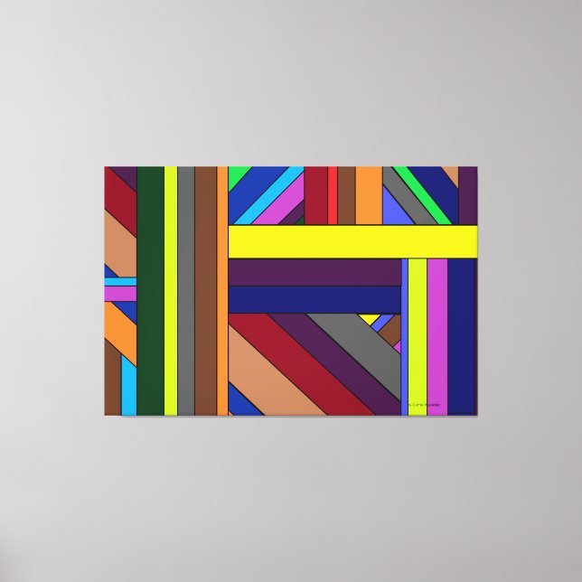 Striped Design, Sepia, Stretched Canvas Print (Front)