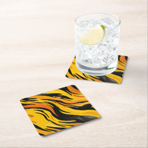 Striped Design Square Paper Coaster