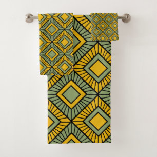 Striped Diamonds - Green Bath Towel Set
