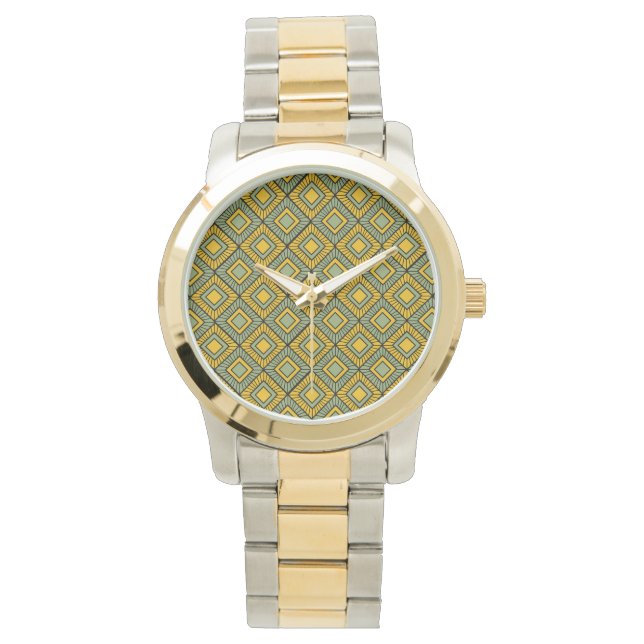 Striped Diamonds - Green  Watch (Front)