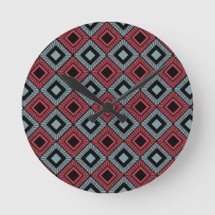 Striped Diamonds Round Clock