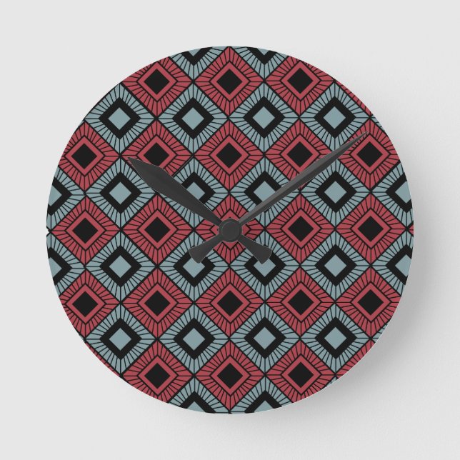 Striped Diamonds Round Clock (Front)