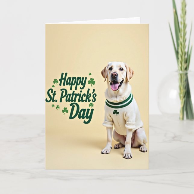 Striped Dog St Patricks Day Card (Front)