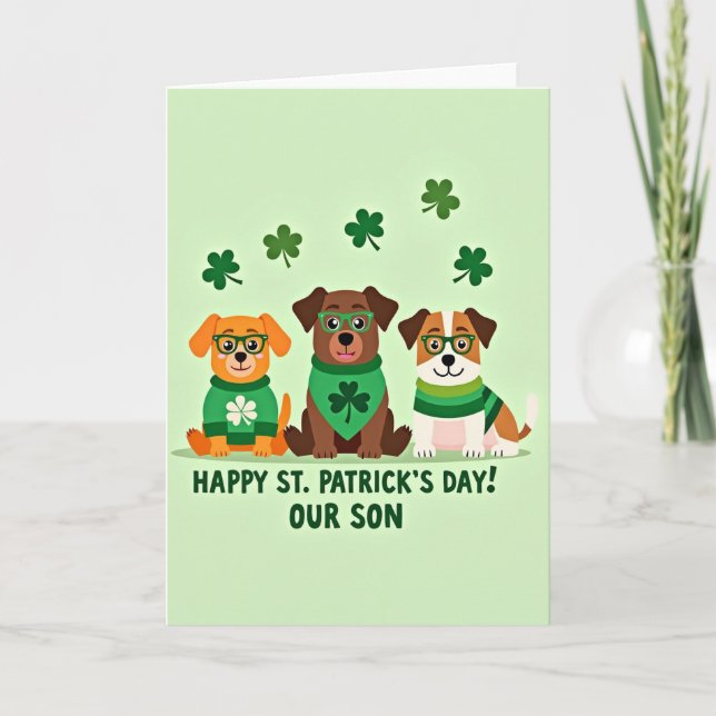 Striped Dogs Happy Day Son Card (Front)