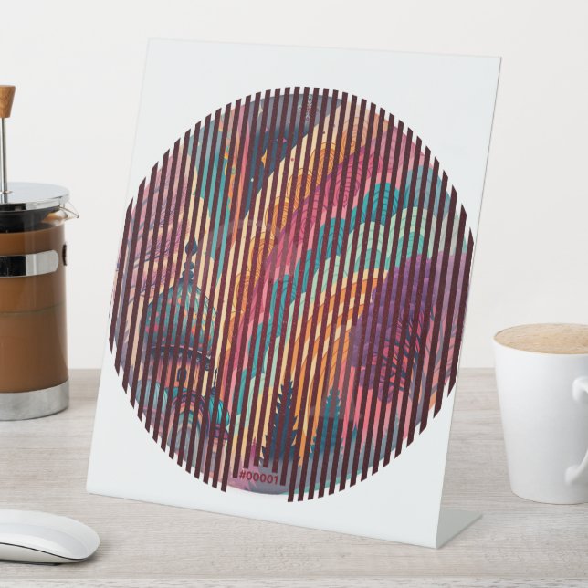 Striped Dreamscape Pedestal Sign – Customizable (In SItu)