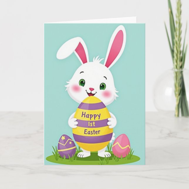 Striped Easter Bunny Card (Front)