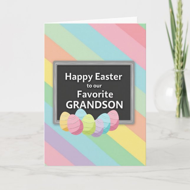 Striped Easter Grandson Card (Front)