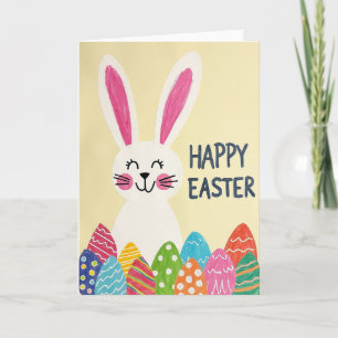 Striped Egg Rabbit Paper Card