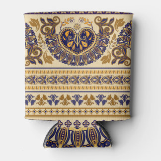 Striped Egyptian Floral Wallpaper Can Cooler
