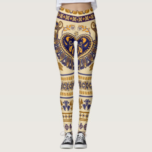 Striped Egyptian Floral Wallpaper Leggings