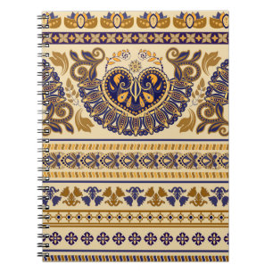 Striped Egyptian Floral Wallpaper Notebook