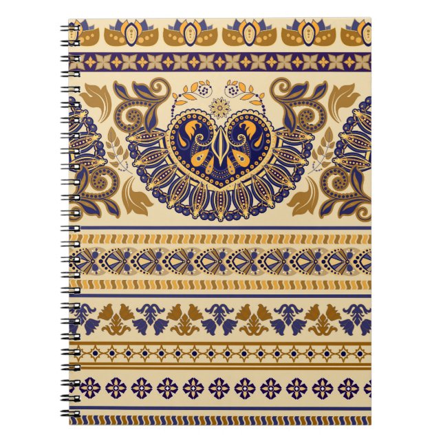 Striped Egyptian Floral Wallpaper Notebook (Front)