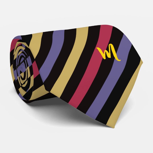 Striped Elegance: Personalized Initials Neck Tie (Rolled)