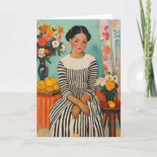 Striped Elegance with Flowers Card