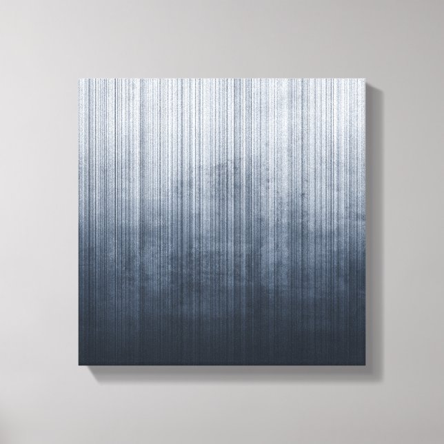Striped elegant Blue Grey White rustic abstract Canvas Print (Front)