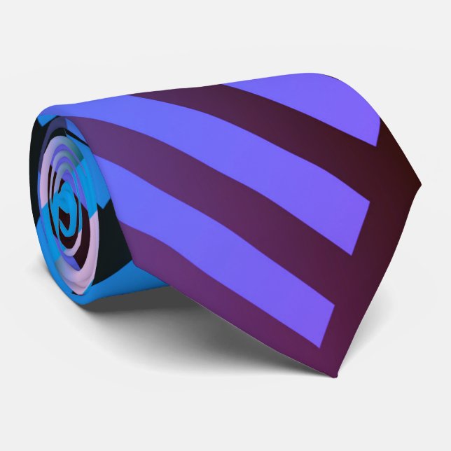 Striped elegant gradient blue purplish neck tie (Rolled)