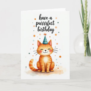 Striped Feline Birthday Card