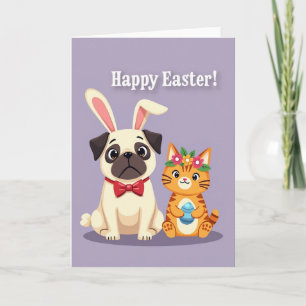 Striped Feline Easter Card