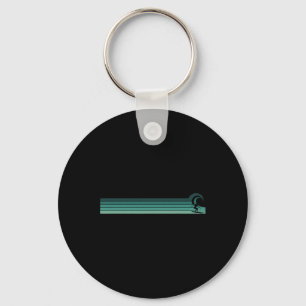 Striped Female Surfer Catching Rrel Keychain