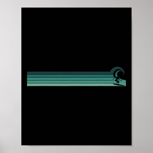 Striped Female Surfer Catching Rrel  Poster (Front)