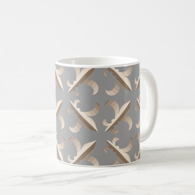 Striped fleur de lis pattern coffee mug (Front Right)