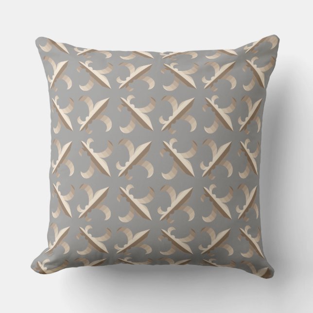 Striped fleur de lis pattern throw pillow (Front)