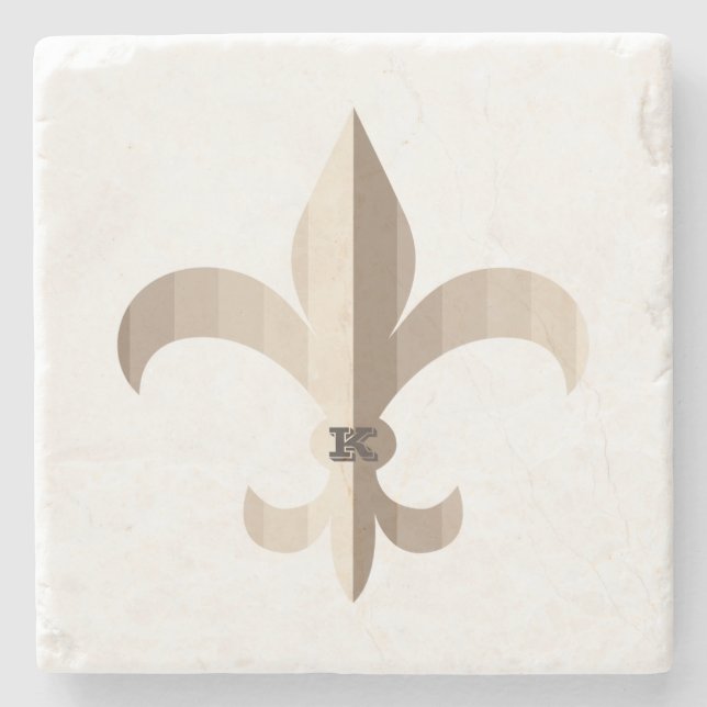 Striped Fleur de lis Stone Coaster (Front)