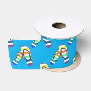 Striped Flip Flops Satin Ribbon