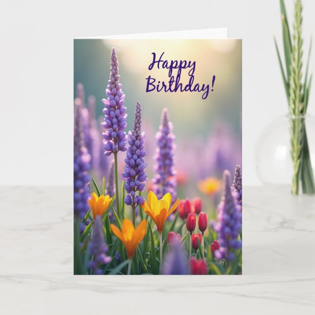 Striped Floral Nature Card (Front)