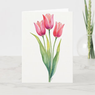 Striped Floral Watercolor Card