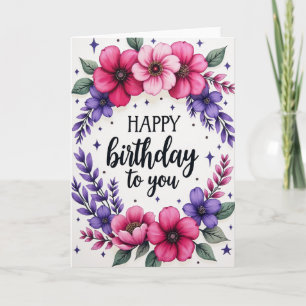Striped Floral Wreath Card