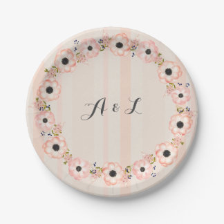 Striped Flower Customizable Monogram Shower Plates