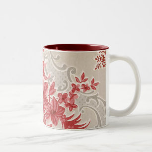 Striped Flowers Vintage Wallpaper Two-Tone Coffee Mug