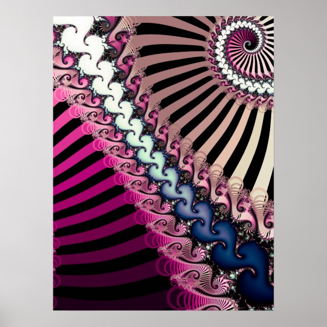 Striped Fractal Pattern Poster (Front)