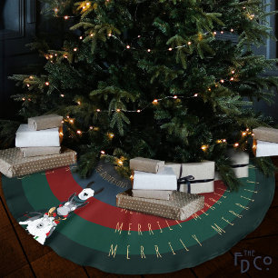 Striped Fun Donkey Llama Sheep Customizable Words Brushed Polyester Tree Skirt