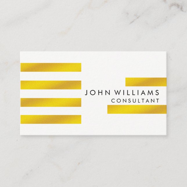 Striped Geometric Modern Gold Faux Professional Business Card (Front)