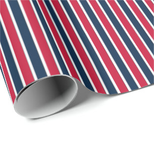 Striped Gift Wrapping Paper-Red-White-Blue-01 Paper