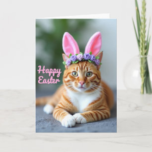 Striped Ginger Cat Holiday Card
