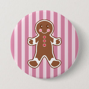 Striped Gingerbread Boy Button