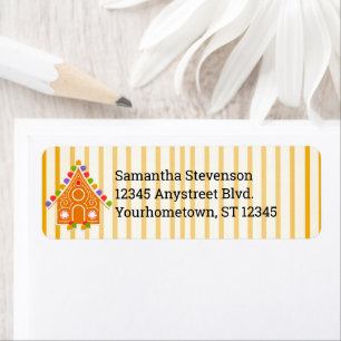 Striped Gingerbread Candy Christmas Label