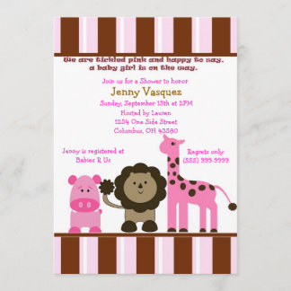 Striped Girl Safari Invitation