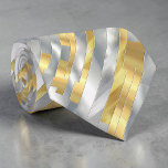 Striped Gold and Silver Necktie<br><div class="desc">This elegant necktie features a sophisticated design with alternating stripes of shimmering gold and silver. Perfect for adding a touch of luxury and style to any outfit, this necktie is ideal for both formal events and making a statement in the office. The high-quality fabric ensures a comfortable and durable wear,...</div>