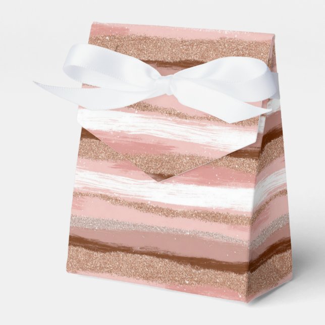 Striped Gold Glitter Pink Favour Boxes (Front Side)