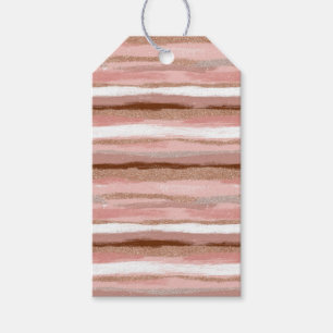 Striped Gold Glitter Pink Gift Tags