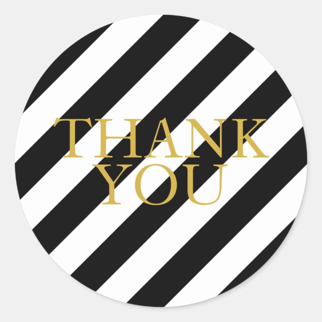 Striped gold thank you stickers (Front)