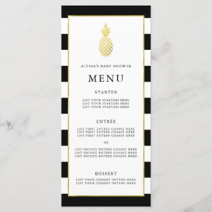 Striped Golden Pineapple Tropical Baby Shower Menu
