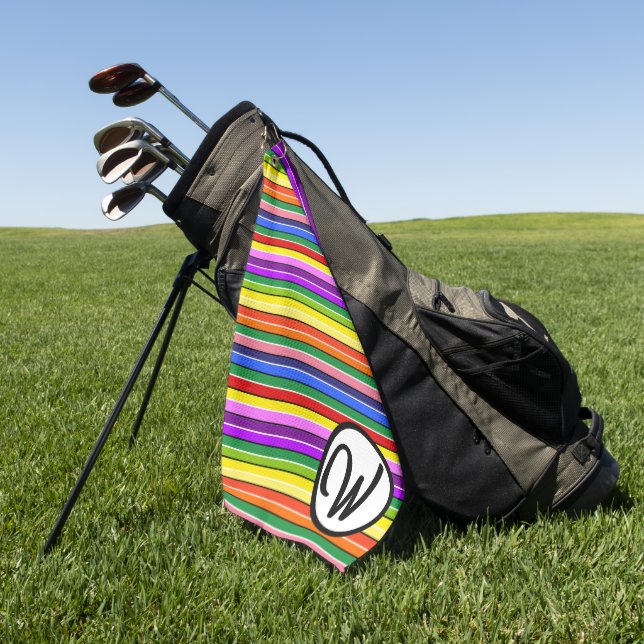 Striped Golfing Accessories Personalized Colourful Golf Towel (Green)